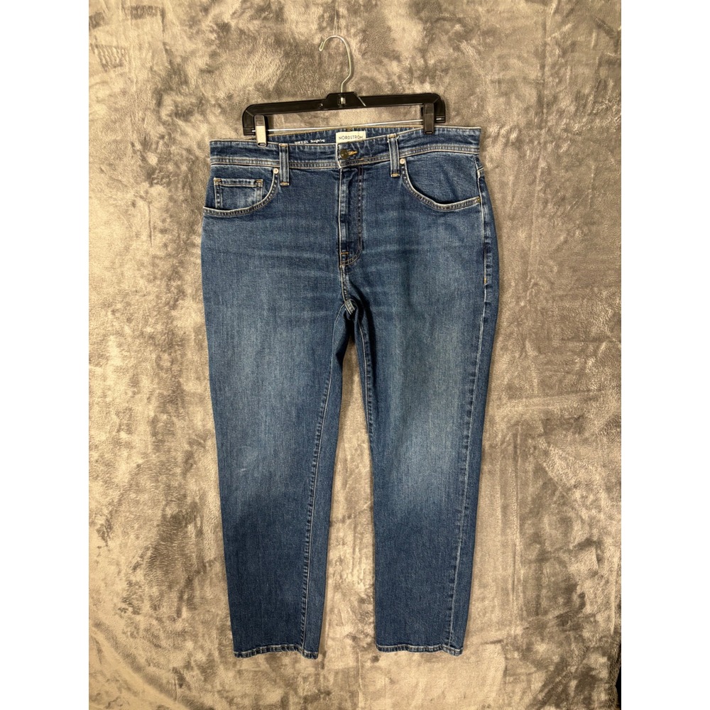 Nordstrom Mens Straight Leg Jeans Medium Wash Blue Denim 36x30